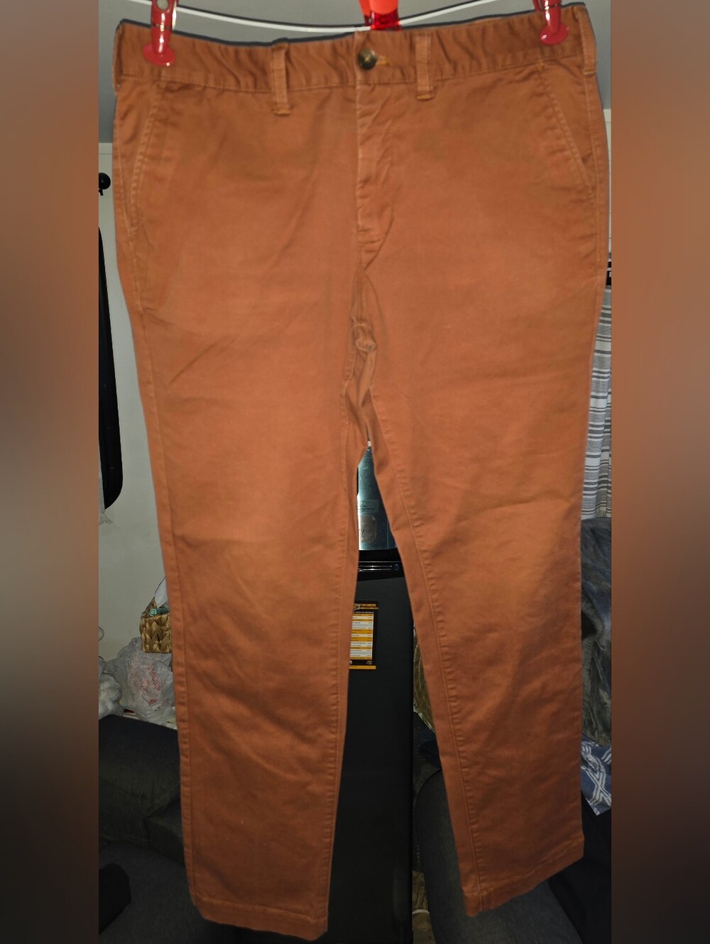 Mens Express Stretch Skinny Pants Size 32x30 Rust Color